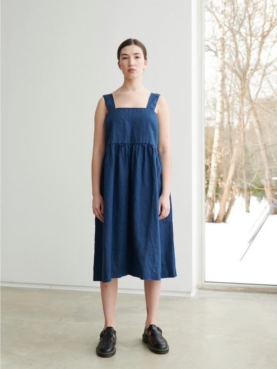 Linenfox Dresses & Skirts - Linenfox Summer Linen Dress in Navy Blue - Size XS